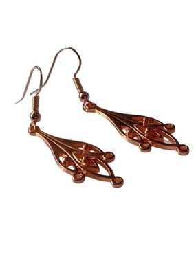 Copper Leaf Drop Earrings